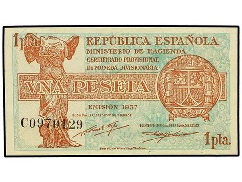 Spanish Banknotes - 1 Peseta. ... 