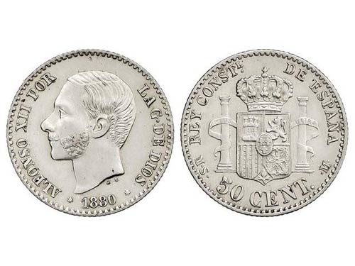50 Céntimos. 1880 (*_-_). M.S.-M. ... 