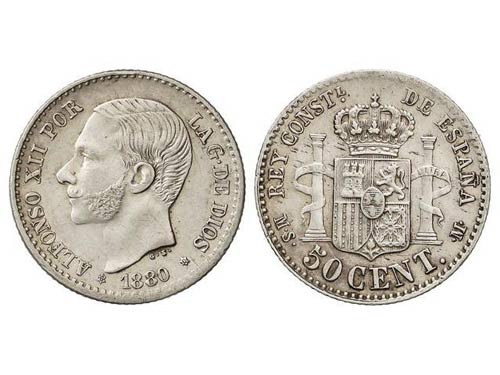 50 Céntimos. 1880 (*8-0). M.S.-M. ... 