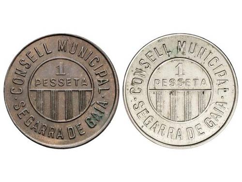 Lote 2 monedas 1 Pesseta. C.M. de ... 