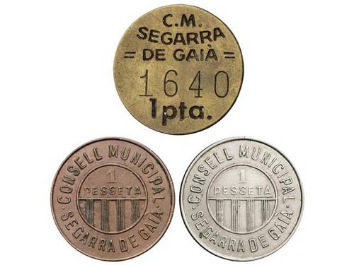 Serie 3 monedas 1 Pesseta. C.M. de ... 