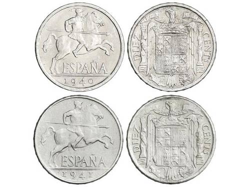 Lote 2 monedas 10 Céntimos. 1940 ... 