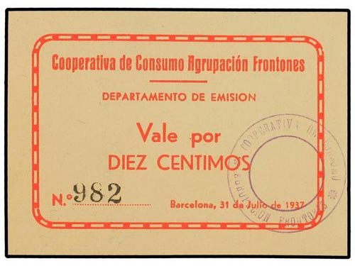 10 Céntimos. 31 Julio 1937. ... 
