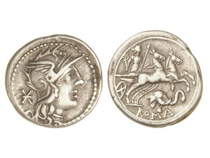 ROMAN COINS: ROMAN REPUBLIC - Denario. 128 ... 