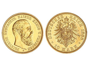 WORLD COINS: GERMANY - 10 Marcos. 1888-A. ... 