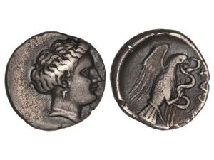 Dracma. 340-294 a.C. CHALKIS. Anv.: Cabeza ... 