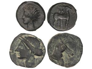 Lote 2 monedas 1/2 y Calco. 220-215 a.C. ... 