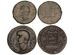 Lote 2 monedas Semis y As. 14-36 d.C. ÉPOCA ... 