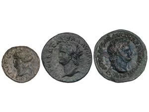 Empire - Lote 3 monedas Semis y As (2). ... 