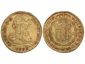 Charles IIII - 8 Escudos. 1772. LIMA. J.M. ... 