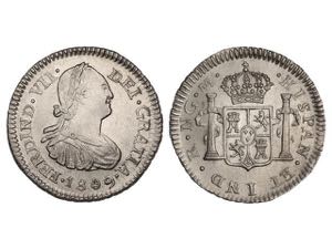 Ferdinand VII - 1/2 Real. 1809. GUATEMALA. ... 