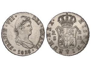Ferdinand VII - 2 Reales. 1828/7. SEVILLA. ... 