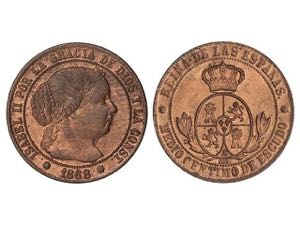 Elisabeth II - 1/2 Céntimo de Escudo. 1868. ... 