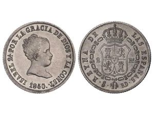 Elisabeth II - 2 Reales. 1850. SEVILLA. R.D. ... 