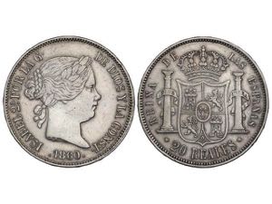 Elisabeth II - 20 Reales. 1860/59. SEVILLA. ... 