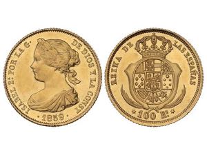 Elisabeth II - 100 Reales. 1859. MADRID. ... 