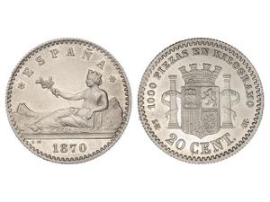 20 Céntimos. 1870 (*7-0). S.N.-M. 1,04 grs. ... 