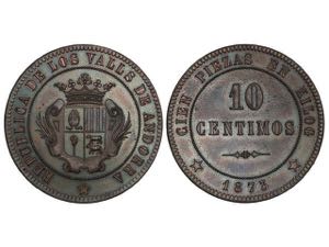 10 Céntimos. 1873. VALLS D´ANDORRA. 9,91 ... 