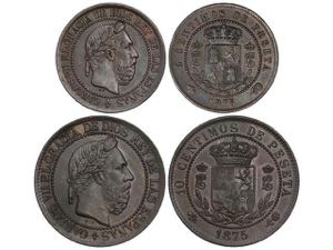 Lote 2 monedas 5 y 10 Céntimos. 1875. ... 