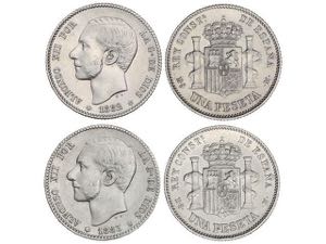 Lote 2 monedas 1 Peseta. 1882 (*18-82) y ... 