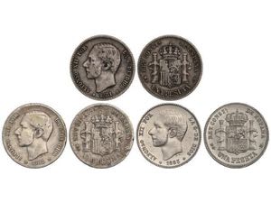 Lote 3 monedas 1 Peseta. 1881, 1882/1 y ... 