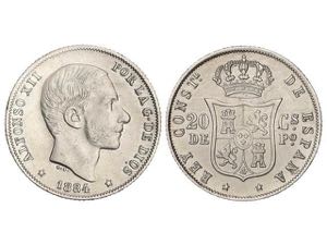 20 Centavos de Peso. 1884. MANILA. MBC+.