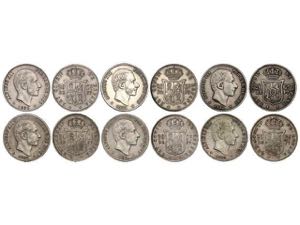 Serie 6 monedas 20 Centavos de Peso. 1880 a ... 