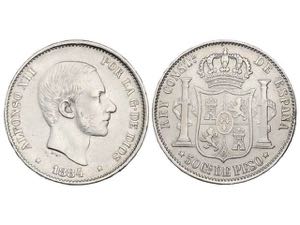 50 Centavos de Peso. 1884. MANILA. ... 
