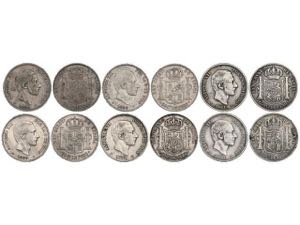 Lote 6 monedas 50 Centavos de Peso. 1880 al ... 