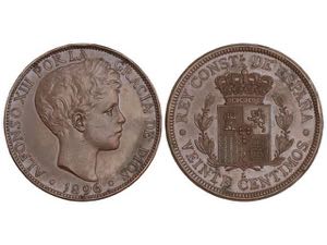 20 Céntimos. 1896-L. LONDRES. 19,88 grs. ... 
