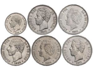 Lote 6 monedas 2 y 5 Pesetas (5). 1871 a ... 