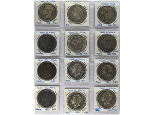 Lote 23 monedas 5 Pesetas. 1870 a 1885. ... 