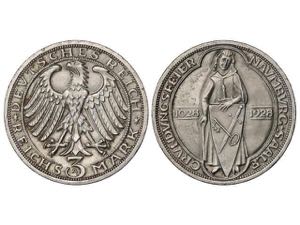 Germany - 3 Reichsmark. 1928-A. REPÚBLICA ... 