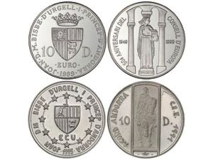 Andorra - Lote 2 monedas 10 Diners. 1991 y ... 