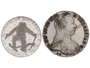 Austria - Lote 2 monedas Thaler y 100 ... 