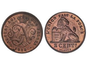 Belgium - 2 Céntimos. 1914. AE. Encapsulada ... 