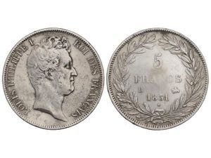 France - 5 Francos. 1831-B. LUIS FELIPE I. ... 