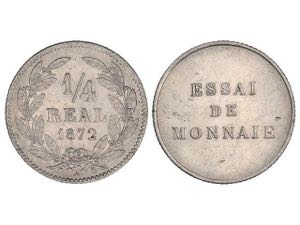 Honduras - Prueba 1/4 Real. 1872. PARÍS. ... 