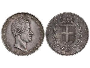 Italian States - 5 Liras. 1848-P. CARLOS ... 