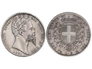 Italian States - 5 Liras. 1851-P. VÍCTOR ... 