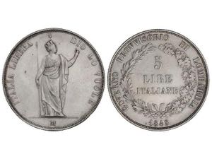 Italian States - 5 Liras. 1848-M. ... 