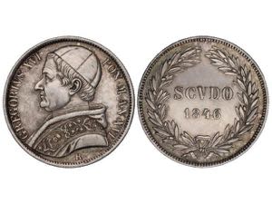 Italian States - Escudo. 1846-R. GREGORIO ... 