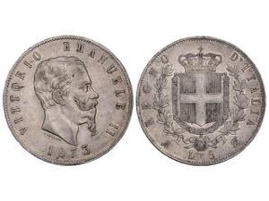 Italy - 5 Liras. 1873-M BN. VÍCTOR MANUEL ... 