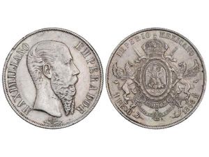 Mexico - 1 Peso. 1866-Mo. MAXIMILIANO ... 
