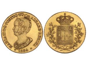 Portugal - Peça (6.400 Reis). 1834. MARÍA ... 