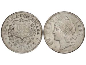 Dominican Republic - 1 Peso. 1897-A. PARÍS. ... 