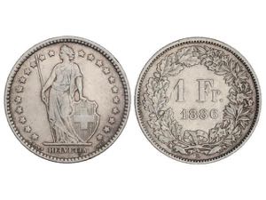 Switzerland - 1 Franco. 1886-B. BERNA. 4,95 ... 
