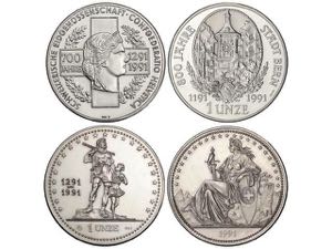 Switzerland - Lote 2 monedas 1 Unze. 1991. ... 
