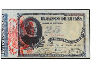 Spanish Banknotes - 25 Pesetas. 24 Julio ... 