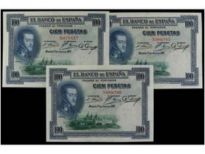 Spanish Banknotes - Lote 3 billetes 100 ... 